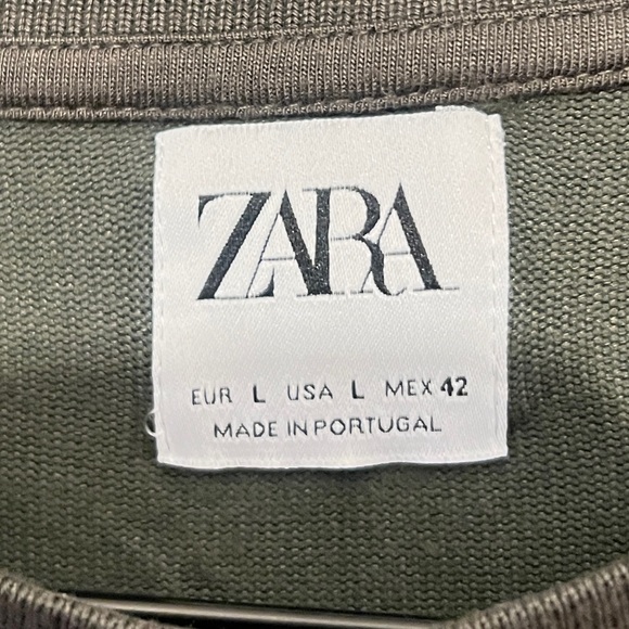 ZARA Men's Olive Green Short Sleeve T-Shirt Size L - Picture 3 of 5